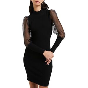 French Connection Krista Organza Sleeve Mock Neck Dress  - Blackout - Size: Extra Largefemale