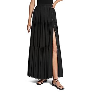 Michael Kors Collection Silk Tiered Maxi Skirt  - Black - Size: 12female