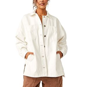 Free People Madison City Twill Jacket  - Optic White - Size: Smallfemale