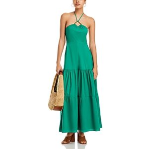 Aqua Cotton Halter Maxi Dress - 100% Exclusive  - Kelly Green - Size: Smallfemale