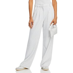 French Connection Whisper Pinstripe Pleated Wide Leg Pants  - Summer White - Size: 12/14female