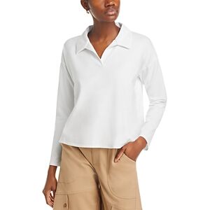 Eileen Fisher Cotton Stretch Boxy Henley Top  - White - Size: Extra Largefemale