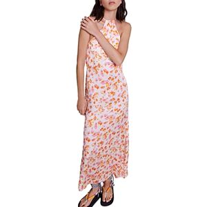 Maje Spring Halter Maxi Dress  - Sping Orange Flower Print - Size: 34 FR/2 USfemale