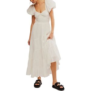 Free People Short Sleeve Sundrenched Maxi Dress  - Whisper White - Size: Extra Largefemale