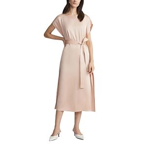 Lafayette 148 New York Silk Belted Cap Sleeve Dress  - Parfait - Size: Mediumfemale