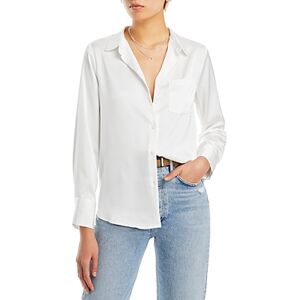 Aqua Satin Button Front Blouse - 100% Exclusive  - White - Size: Largefemale