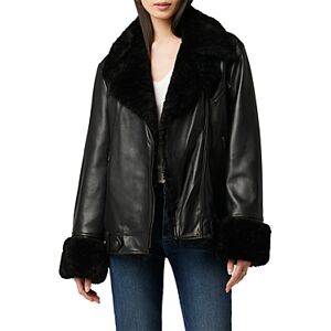 Joe's Jeans The Lennox Faux Fur Trim Leather Jacket  - Black - Size: Mediumfemale