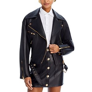 Versace Plonge Leather Moto Jacket  - Black - Size: 42 IT/6 USfemale