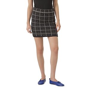 Vero Moda Knit Mini Skirt  - Black Checks - Size: Largefemale