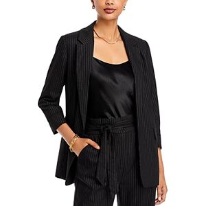 T Tahari Notch Lapel Open Front Blazer  - Black Silver - Size: 6female