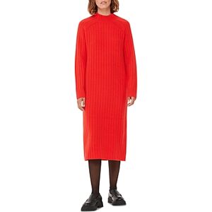 Whistles Ribbed Knit Midi Sweater Dress  - Red - Size: Smallfemale