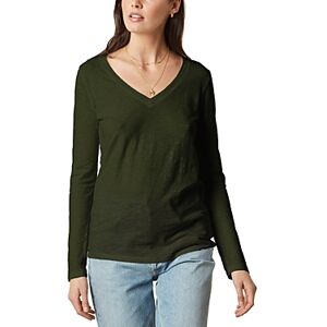 Velvet by Graham & Spencer Blaire Long Sleeve V Neck Tee  - Locust Green - Size: Smallfemale