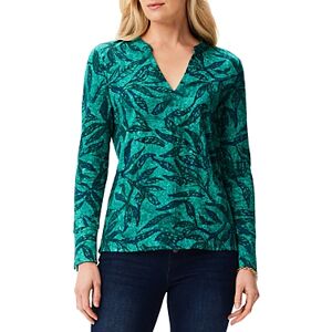 Nzt Niczoe Nzt Nic+Zoe Split Neck Long Sleeve Tee  - Green Multi - Size: Extra Smallfemale