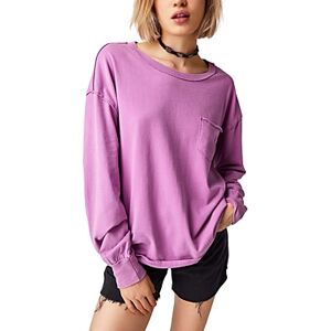 Free People Cotton Fade Into You Long Sleeve Top  - Iris Orchid - Size: Extra Largefemale