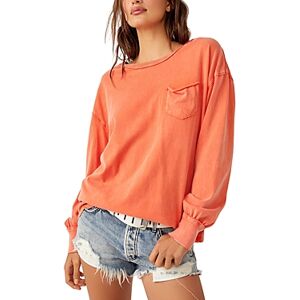 Free People Cotton Fade Into You Long Sleeve Top  - Mandarin - Size: Smallfemale