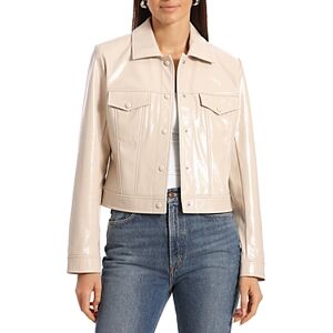 Bagatelle Faux Leather Trucker Jacket  - Oyster - Size: Smallfemale