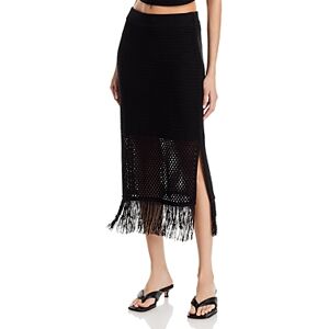 Aqua Crochet Fringe Hem Skirt - 100% Exclusive  - Black - Size: Smallfemale