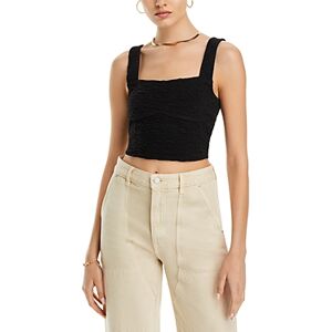 Good American Crinkled Cropped Top  - Black - Size: Mediumfemale