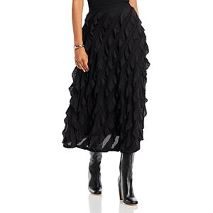 Cupio Bias Cut Ruffle Skirt  - Jet Black - Size: Largefemale