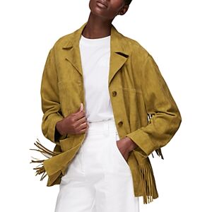 Whistles Grace Cropped Suede Jacket  - Neutral - Size: 16 UK/12 USfemale