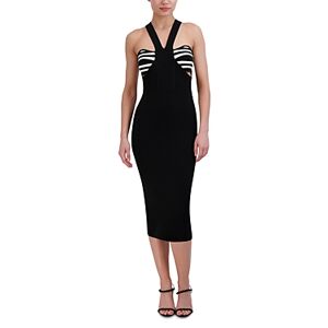 Bcbgmaxazria Striped Bandeau Knit Midi Dress  - Black Combo - Size: 2X-Smallfemale