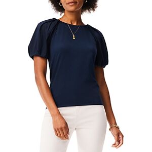 Niczoe Nic+Zoe Mixed Media Puff Sleeve Tee  - Dark Indigo - Size: Largefemale