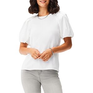 Niczoe Nic+Zoe Mixed Media Puff Sleeve Tee  - Paper White - Size: Extra Largefemale