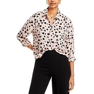 T Tahari Button Down Blouse  - Black/Pink - Size: Extra Smallfemale