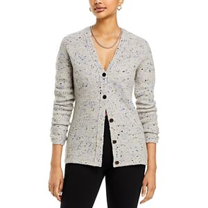 Theory Boucle V-Neck Button Cardigan  - Light Grey Multi - Size: Pfemale