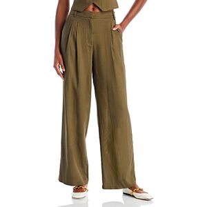 Aqua Pleated Wide Leg Pants - 100% Exclusive  - Olive - Size: Smallfemale