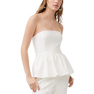 French Connection Whisper Strapless Peplum Top  - Summer White - Size: 12female