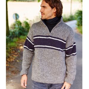 Pachamama Retro Stripe Half Zip - Grey