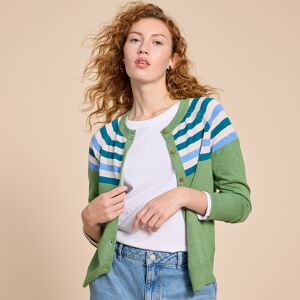 White Stuff Organic Lulu Stripe Cardi - Green