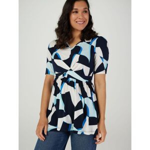 Nina Leonard Printed Elbow Sleeve Twist Tunic