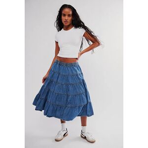 In Full Swing Chambray Midi Skirt at Free People in Cool Blue, Size: Large - female