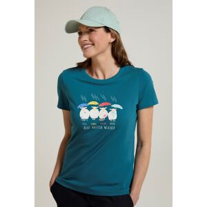 Mountain Warehouse Printed Womens Great British Weather Organic Tee - Teal - Teal - Size: 16