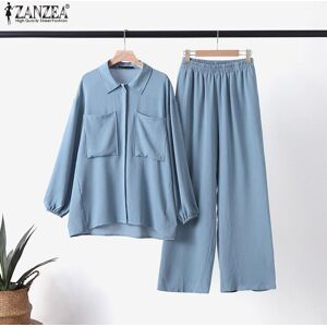 ZANZEA Women Blouse and Pants Casual Two Piece Trouser Suit Set