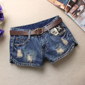 Lou Fashion LOU Summer Women'S Trendy Hole Denim Shorts Fashion Beggars Shorts Jean Low Waist Jeans Shorts Without Belt