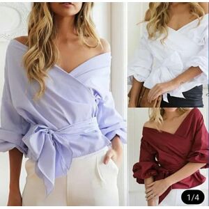 surwenyue 2023 Harajuku Shirts White Blouse Sexy Off Shoulder Tops Solid V-Neck Fashion Women Blouse And Tops Y2K Clothes 22122