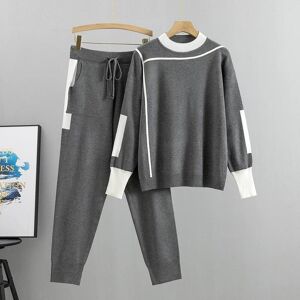 FIVE FIVE Autumn 2 Pieces Set Knitted Long Sleeve Pullovers Sweater Casual Patchwork Fashion Women Tops and Pants Suits Spring