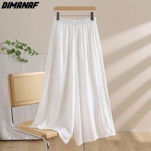 DIMANAF 2024 Summer Women Plus Size Casual Solid Thin High Waist Wide Leg Pants Elastic Long Casual Pants Loose