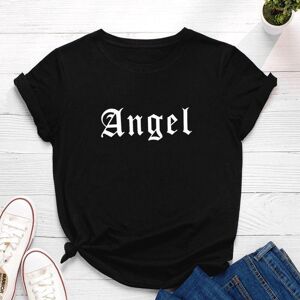 Fashion Printed Clothes Angel Letter Print Women T Shirt Short Sleeve O Neck Loose Women Tshirt Ladies Tee Shirt Tops Clothes Camisetas Mujer