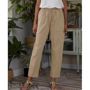 surwenyue Summer Khaki Casual Cotton Linen Elastic Waist Pants For Women Fashion Solid Loose Straight Pants With Pocket Pantalon 24957