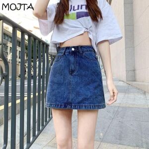 MOJTA Women Denim Skirt High Waist Wide Leg Slim Summer Package Hip Denim Sexy Skirt