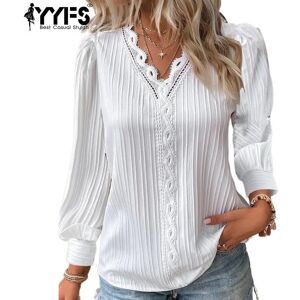 YYFS Women's Fashion Casual Spring Fall Solid Color Print Pullovers & Long Sleeves V-Neck Blouses & Shirts