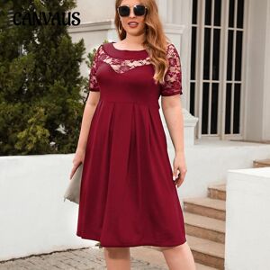 CANVAUS Summer Women's Dress Plus Size Hollow Lace Casual Loose Dresses Vacation Commuter Dresses