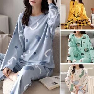 yizhihengsm 2Pcs/Set O-Neck Long Sleeve Mid-Rise Elastic Waistband Loose Pajamas Set Girls Cartoon Print Pullover Blouse Long Pants Set