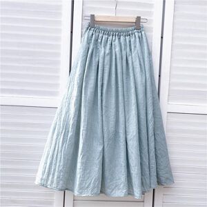 Alyaboomty Spring Summer Fresh Solid Midi Skirt Elastic-Waisted Elegant Vintage Ladies Cotton Linen Skirt