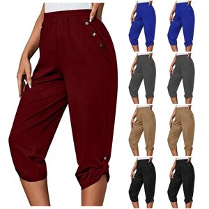 Vineal Women's Fashion Casual Loose Soft Solid Color Mid Waist Thin Lace Up Pants