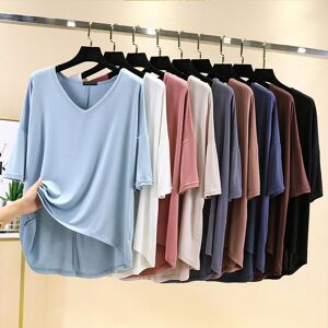 igogogo Modal Batwing Tshirts Women summer V-Neck tee tops Half Sleeves Casual Loose tees T-Shirt Streetwear Plus size